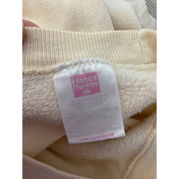 Vintage Hanes Her Way Size Large Sweatshirt Off White Single Stitch - Picture 8 of 9